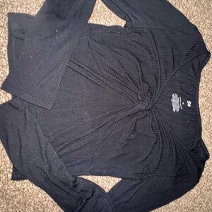 SO Black Textured Long Sleeve Top